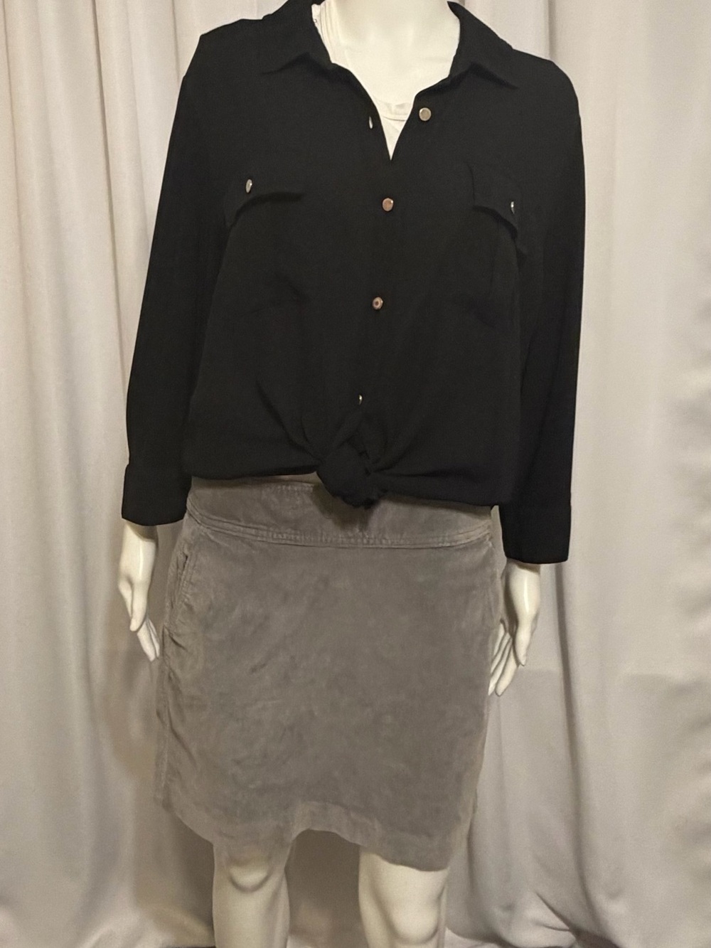 Banana Republic Grey Stretch Corduroy Skirt 8 Old Money Academic